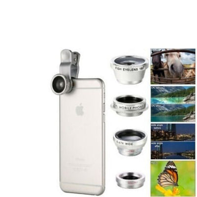 4 In 1 Smart Phone Add-on Camera Lens Fish Eye / Wide Angle / Marco / Telephoto