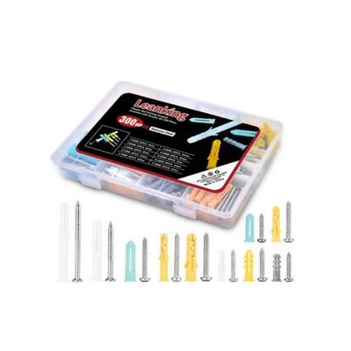 300x Drywall Screw and Anchor Kit Home Wall Self Tapping Screws with Clear Case