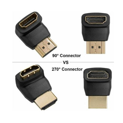 HDMI Male to Female M/F Right Angle Port Adapter Connector for HDTV 270 Degree