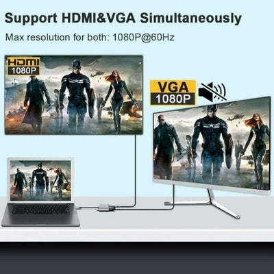 4-in-1 USB C to 4K HDMI VGA Adapter OTG 3.0 HUB PD Charging for MecBook,Pad,Dell