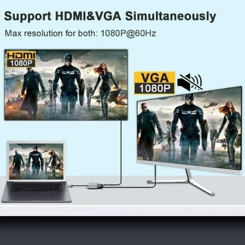 4-in-1 USB C to 4K HDMI VGA Adapter OTG 3.0 HUB PD Charging for MecBook,Pad,Dell