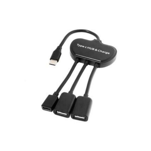 USB-C  OTG Cable Dual Ports USB Hub With Type-C Power Charging Port