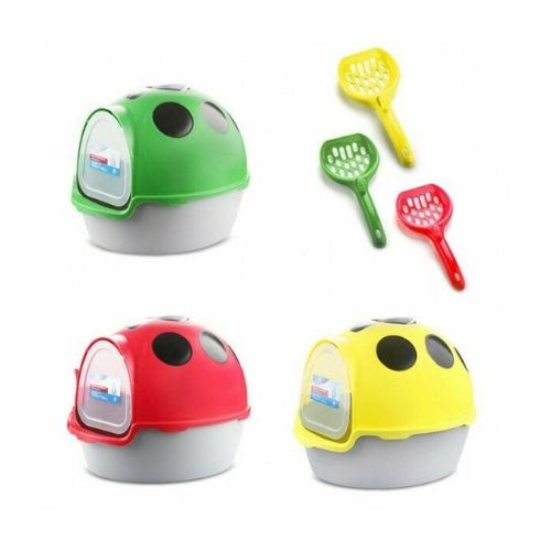 New Hooded Cat House Litter Tray Pan Set- Pet Kitten Toilet Box Comfortable Hand