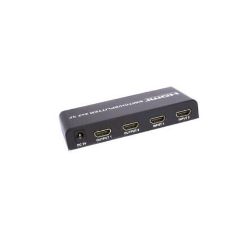 2X2 HDMI 3D True Matrix Switch Splitter 2 In 2 Out Mirror Display W Remote