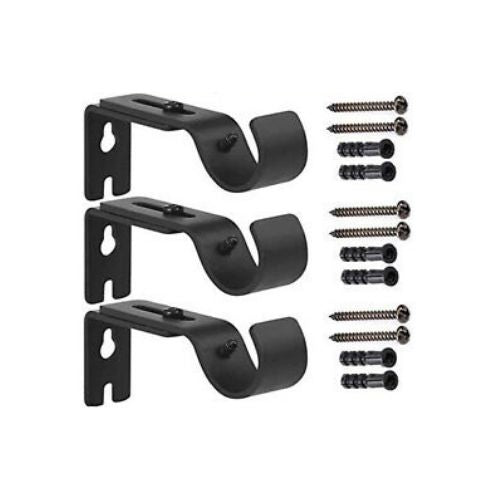 3PCS Metal Single Hang Curtain Rod Holders Bracket Into Window Frame Rod Bracket