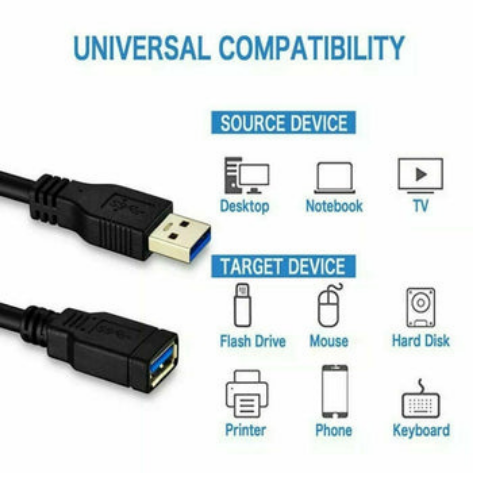 USB 3.0 Male to Female Data Cable Extension Cord For Laptop PC Camera SuperSpeed