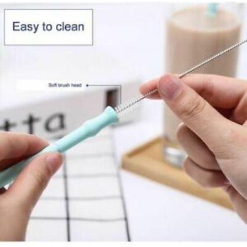 Reusable Collapsible Silicone Travel Drinking Straw with Case and Brush CAD