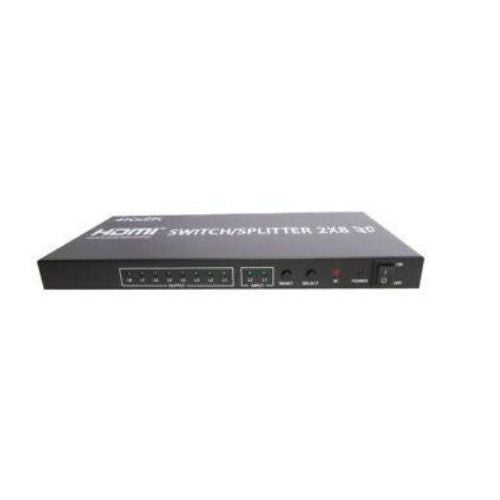 2X8 HDMI 3D True Matrix Switch Splitter 2 In 8 Out Mirror Display W/ Remote 4K