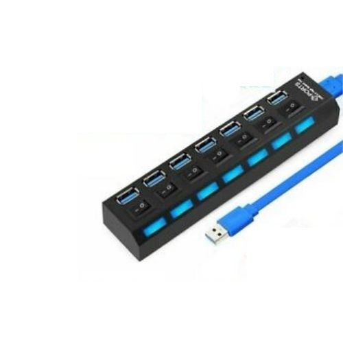 USB 3.0 HUB Powered 7 Port Splitter High Speed Extender With LED power indicator