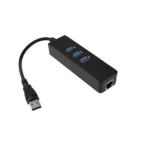 Black 1000M 3 Port Hub USB 3.0 To RJ45 Gigabit Ethernet Lan Network Adapter