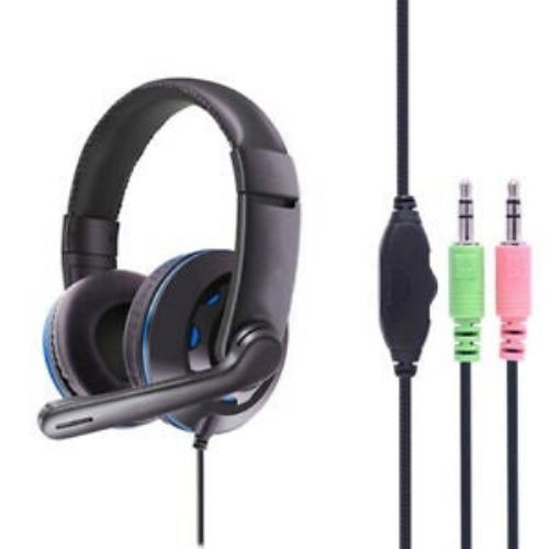 Gaming Headset Headphones Earphones Wired with PU Leather Ear Cover new