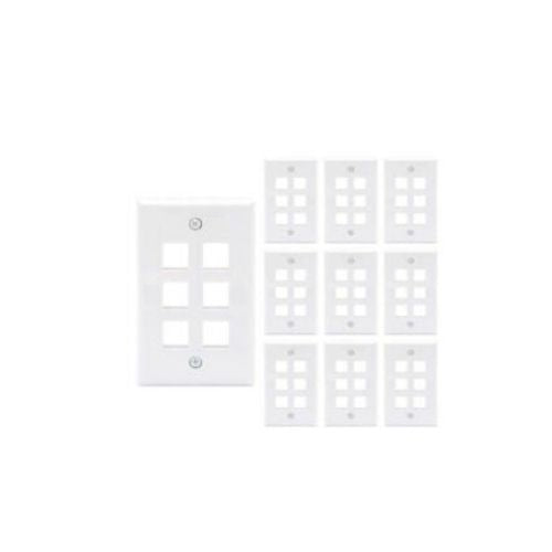 10 Packs Wall Plate 6 Port White Unbreakable Toggle Outlet Cover