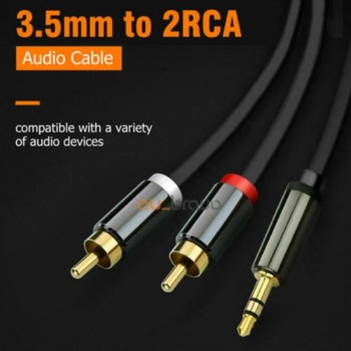 Gold Plated 3.5mm to 2 RCA Male to Male Aux Stereo Audio Cable for TV PC DVD DJ