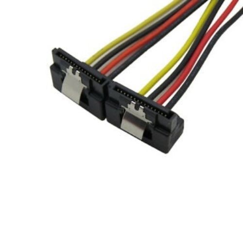 20cm SATA 15-Pin Male to 2 x 15P Female 90 Degree Y Splitter Adapter Power Cable