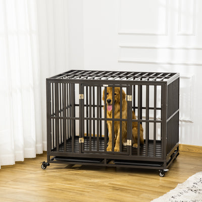 Strong Pet Dog Crate Mobility Cage w/ Playpen Metal &amp; Removeable Tray