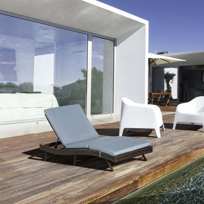 Patio Adjustable Rattan Wicker Chaise Lounge Chair Cushioned Outdoor Furniture