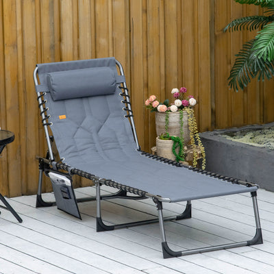 Folding Chaise Lounge Chair Reclining Chair w/ Adjustable Backrest