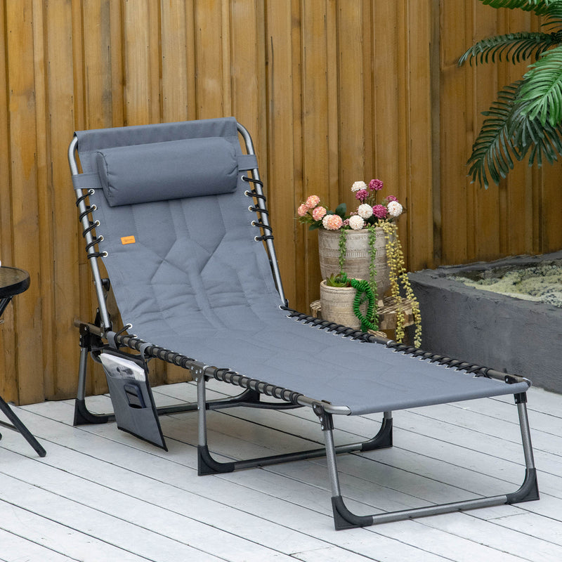 Folding Chaise Lounge Chair Reclining Chair w/ Adjustable Backrest