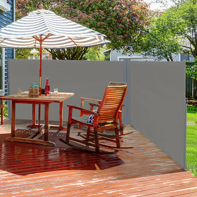 Retractable Double Side Awning Folding Privacy Screen Fence Sun Shade