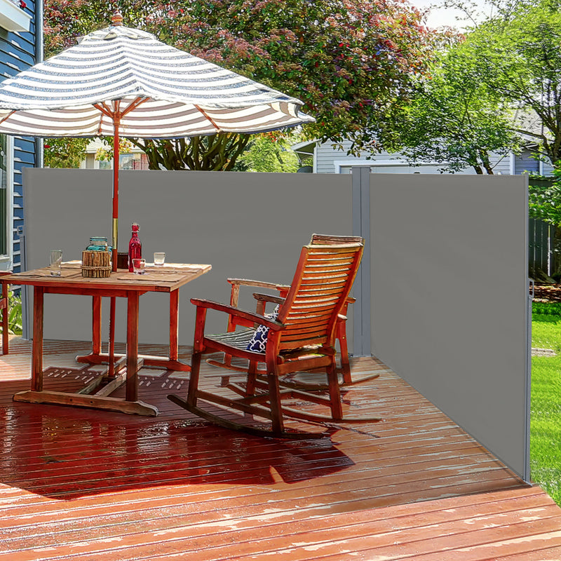 Retractable Double Side Awning Folding Privacy Screen Fence Sun Shade