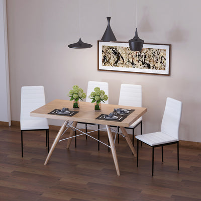 High Back Dining Chairs Upholstered PU Leather Accent Chairs Set of 4