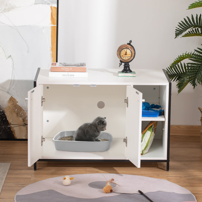 Cat Litter Box Enclosure Hidden Adjustable Cat Furniture with Damping Hinge