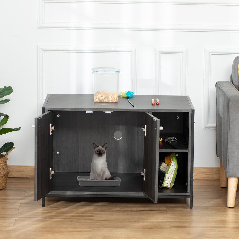 Cat Litter Box Enclosure Hidden Adjustable Cat Furniture with Damping Hinge