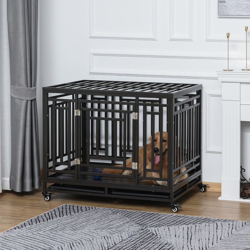 Strong Pet Dog Crate Mobility Cage w/ Playpen Metal &amp; Removeable Tray