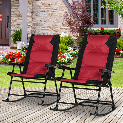2PC Folding Outdoor Rocking Chair Table Set Oxford Garden Bistro Set