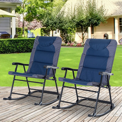 2PC Folding Outdoor Rocking Chair Table Set Oxford Garden Bistro Set