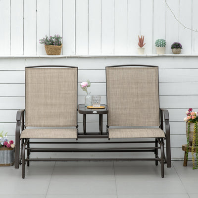 58&quot; 2 Person Glider Rocking Chair Garden Bench Outdoor Loveseat