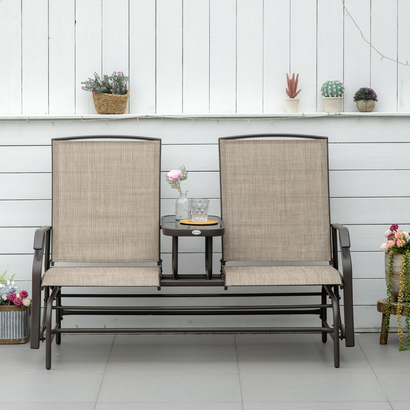 58&quot; 2 Person Glider Rocking Chair Garden Bench Outdoor Loveseat
