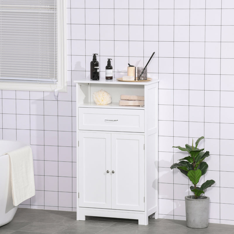 Modern Free Standing Bathroom Cabinet with Open Shelf and Wide Tabletop