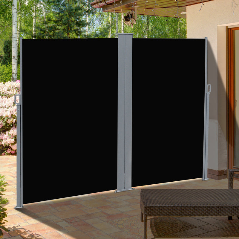 Retractable Double Side Awning Folding Privacy Screen Fence Sun Shade