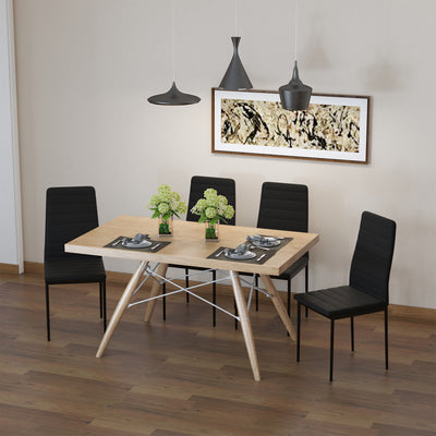 High Back Dining Chairs Upholstered PU Leather Accent Chairs Set of 4