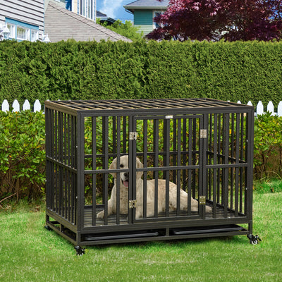 Strong Pet Dog Crate Mobility Cage w/ Playpen Metal &amp; Removeable Tray