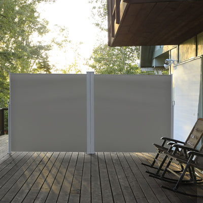 Retractable Double Side Awning Folding Privacy Screen Fence Sun Shade