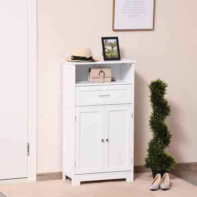 Modern Free Standing Bathroom Cabinet with Open Shelf and Wide Tabletop