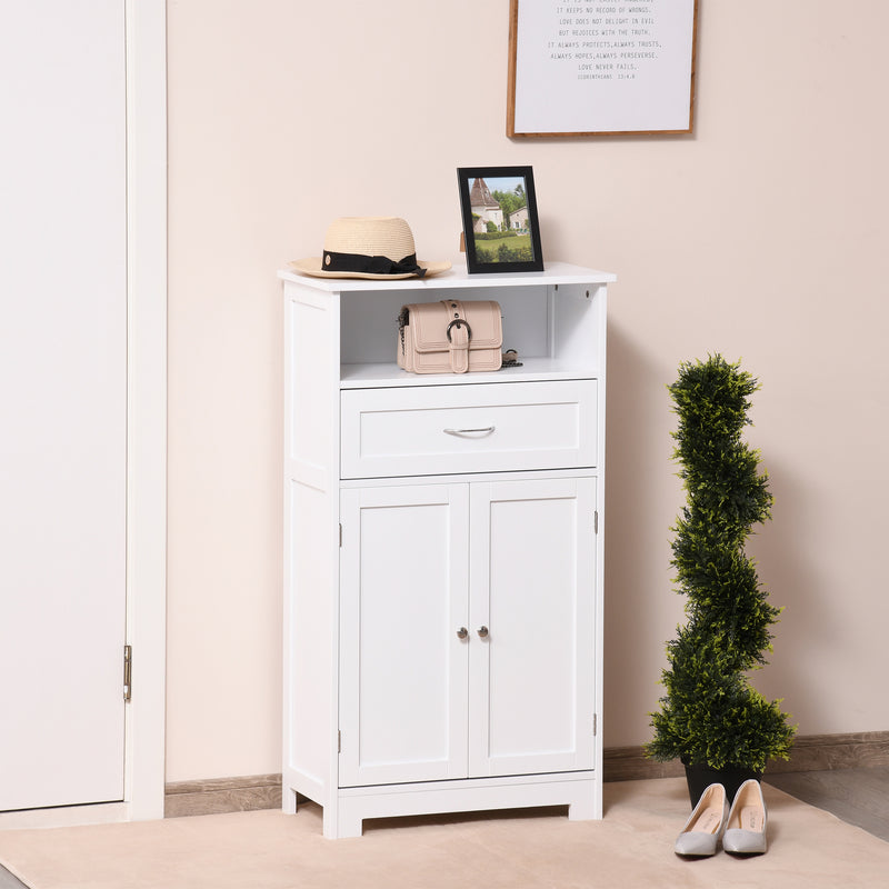 Modern Free Standing Bathroom Cabinet with Open Shelf and Wide Tabletop