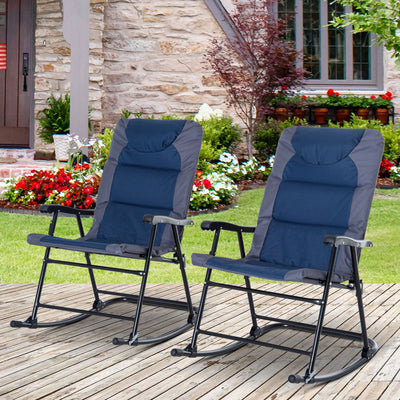 2PC Folding Outdoor Rocking Chair Table Set Oxford Garden Bistro Set