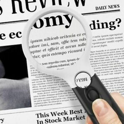 45Times Magnifier Extra Large Handheld Reading Magnifying Glass with 3LED Lights