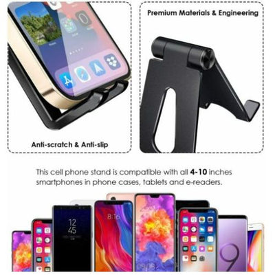 Adjustable Folding Cell Phone Stand Holder Mount Desk Dock For iPhone Samsung