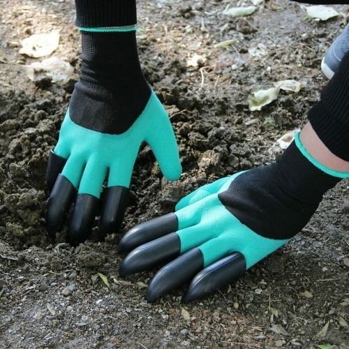 Digging Planting Gloves Garden Outdoor ABS Plastic Claws Gardening Green Gloves