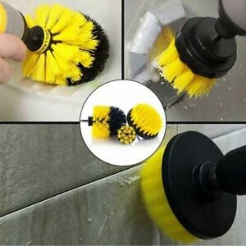 3Pcs- Drill Cleaning Brush Kit Bristle Scrubber Bathtub Tiles, Carpet Cleaning