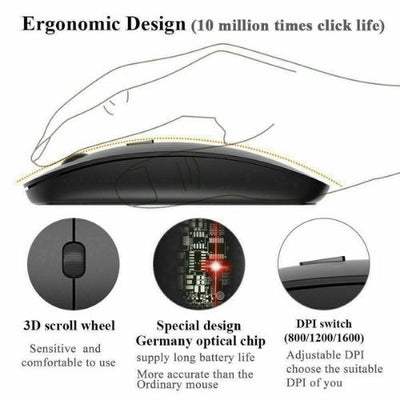 USB Optical Wireless Mouse 2.4G Receiver Super Slim Mouse Computer PC Laptop