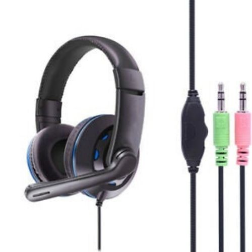 Gaming Headset Headphones Earphones Wired with PU Leather Ear Cover new