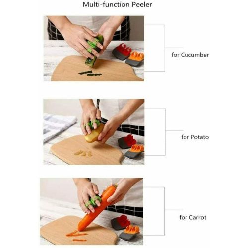 Double Finger Fruit Vegetable Peeler 2 in 1 Cut Grip Knife Peel Stainless Blade