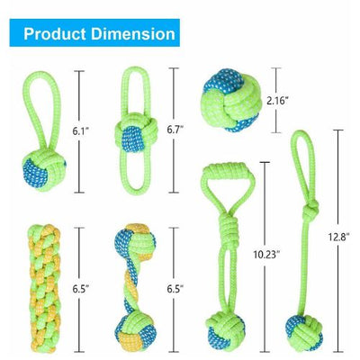 7pcs Aggressive Chew Toys for Dogs Indestructible Braid Cotton Rope Pet Tug Ball