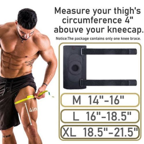 Adjustable Neoprene Knee Brace Fastener Patella Support Gym Black Relief Strap