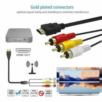 1.5m HDMI Male to 3 RCA Video Audio Converter Component AV Adapter Cable Cord